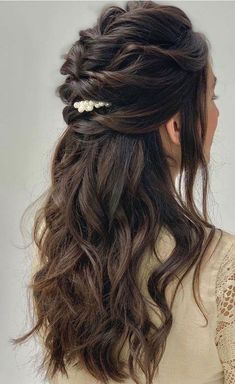 Half Up Half Down Hairstyles, Flowers In Her Hair, Front Hair Styles, Wedding Hair Inspiration