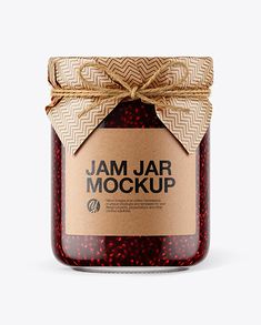 jam jar mockup with brown paper wrapped around it