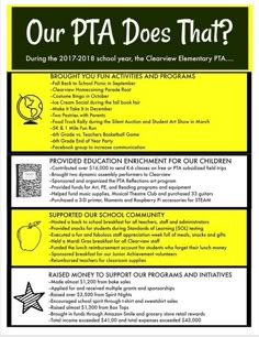 a flyer for the school's upcoming program, our pta does that?