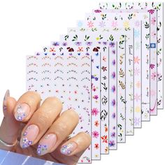 French Stickers, Summer Sliders, Women Nail Art, Rose Nail Art, Nail Art Tips, Floral Nail Designs, Daisy Nails, Transparent Nails, Nail Art Stickers Decals