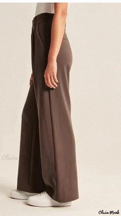 Olivia Mark - High-Waisted Wide Leg Trousers with Belt - Stylish and Comfortable Wide Leg Pants Trousers With Belt, Floral Chiffon Maxi Dress, Loungewear Jumpsuit, Tie Dye Shorts, Chiffon Maxi, Adjustable Waistband, Printed Jumpsuit, Chiffon Maxi Dress, Khaki Color