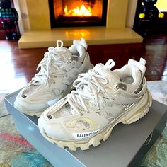 Worn Once. These Cute Sneakers Have No Damage Or Signs Of Wear And Come With All Original Packaging, Box, Dust Bag, And Additional Laces. I Would Say These Run True To Size Trainers Women, Balenciaga, Original Box, Shoe Bag, The Original, The Originals, Lace, How To Wear