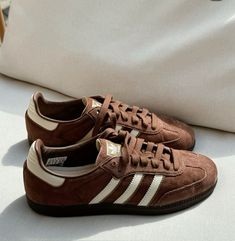 Brown sambas Adidas sambas Fall shoes Brown tones Brown outfit Neutral outfit  Chocolate outfit  Fall outfit Brown Shoes Outfit, Neutral Color Shoes, Vivienne Westwood Shoes, Samba Shoes, Neutral Shoes, Girly Shoes, Aesthetic Shoes, Brown Sneakers, Swag Shoes