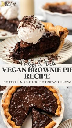 vegan brownie pie recipe with no eggs and no butter, no one will know