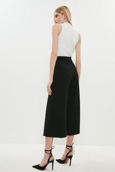 Style: CulottesDesign: PlainFabric: Scuba CrepeLength: Cropped Trousers Wide Leg, Wide Leg, Buy Online, Trousers, Shop Now