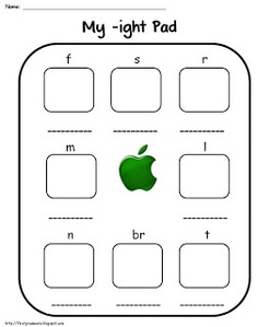 a worksheet with the words my light pad and an apple on it,