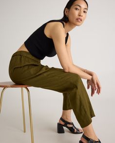 Whether you're heading to the office, out for brunch with friends, or lounging at home, the 100% European Linen Tapered Ankle Pants is the perfect choice. Made from high-quality sustainability grown linen, these pants are lightweight, breathable, and oh-so-comfortable. The tapered design flatters your figure and elongates your legs, creating a slimming effect that is both stylish and flattering. The pants are versatile enough to be paired with anything from a basic tee to a dressy blouse, making Dressy Blouse, European Linens, Ankle Pants, Basic Tee, Pants