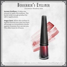 an advertisement for beserer's eyeliner in red and black, with the caption below it