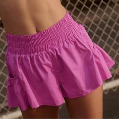 New Without Tag, Size Xs, Small, Medium And Large, Neon Magenta With Logo! Style No.59070292; So Flirty And Fun Shorts To Spice Up Your Workout Attire, Featured In A Flowy Style With A High-Rise, Smocked Waistband And Side Pockets. Pull-On Style Elastic Waistband Side Pleated Accents Fp Movement Contents 100% Polyester Free People Skirts, Get Your Flirt On Shorts, Running Fits, Fun Shorts, School Clothing, Cut Clothes, Thermal Sweater, American Jeans, 10th Grade