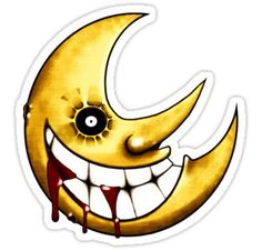 an image of a cartoon moon with blood dripping from it's mouth and teeth