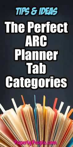 an open book with the title tips and ideas for the perfect arc planner tab catalogue