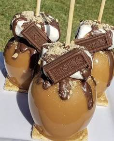 chocolate covered apples with marshmallows on top