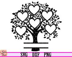 a tree with hearts on it and the words svg dxf png