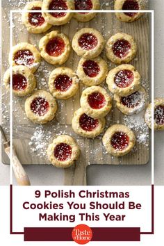 christmas cookies that are on a cutting board with the words 9 polish christmas cookies you should be making this year