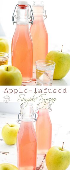 apple - infused spice syrup in glass jars with apples