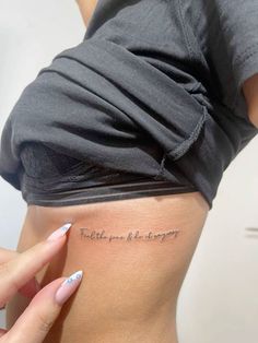 Rib Tattoos For Women Quotes, Underboob Tattoo Ideas, Motivational Tattoos, Rib Tattoos For Women, Basic Tattoos, Underboob Tattoo, Tattoo Quotes For Women, Writing Tattoos, Petite Tattoos