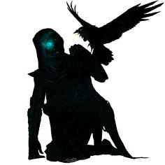 a person sitting down with a bird on their arm and the shadow of an eagle