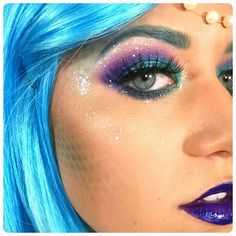 Mermaid Costume Makeup, Mermaid Makeup Halloween, Mermaid Makeup Tutorial, Halloween Makeup Sugar Skull, Halloween Makeup Diy, Halloween Makeup Ideas, Mermaid Halloween, Halloween Makeup Looks