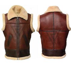 Pinterest Shearling Leather Jacket, Sheepskin Vest, Stylish Leather Jacket, Hunting Vest, Heavy Sweaters, Shearling Vest, Brown Fur, Mens Fashion Classy, Sheep Leather