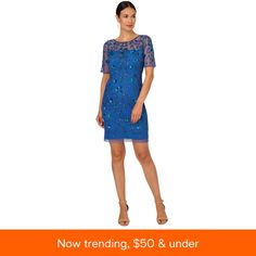 in stock Adrianna Papell, Sheath Dress, Blue Dresses, Shoe Accessories, Women Accessories, Womens Dresses, Clothes For Women, Dresses, Floral