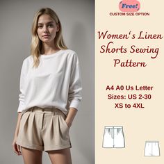 woman's linen shorts sewing pattern