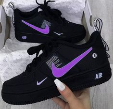 Purple Black Custom Air Force 1-shecustomize Nike Shoes Women Fashion, Air Shoes, Nike Shoes Girls, Nike Fashion Shoes, Jordan Shoes Girls, Custom Nike Shoes, All Nike Shoes, Shoes Outfit Fashion, Nike Air Shoes