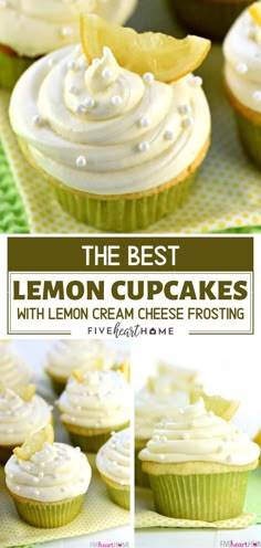 the best lemon cupcakes with lemon cream cheese frosting are ready to be eaten