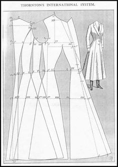 the front and back view of a women's coat pattern, with measurements for it