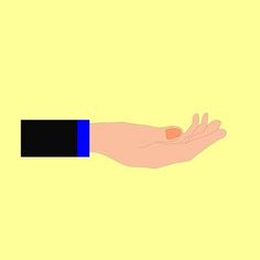 a person's hand holding something on a yellow background