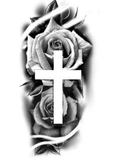 a rose with a cross tattoo on it