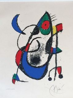 a drawing of a cow with a red, blue and green nose