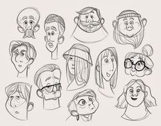 a bunch of people with different facial expressions drawn in pencil on paper, each face has an individual's own avatar