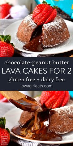 chocolate - peanut butter lava cakes for 2 gluten - free, dairy - free