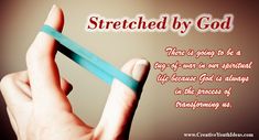 a hand holding a pencil with the words stretched by god