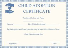 a certificate for child's birth is shown in blue and white with an image of a