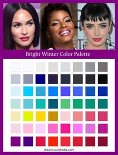 three different color palettes with the same woman's face