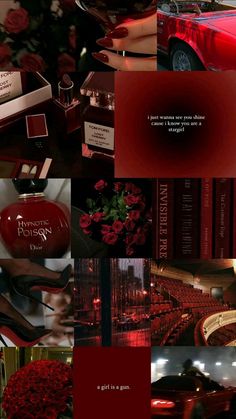 a collage of red and black images with the words, love is in the air