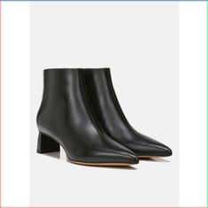 Vince Women's Fane Leather Pointed Toe Heeled Ankle Boots Black Size 7 Brand: Vince Department: Women's Size: 7 Color: Black Type: Boots Style: Heeled Boots Heel Style: Block Closure: Zip Toe Shape: Pointed Pattern: Solid Condition: New Without Tags Features: - Leather Upper - Leather Sole - Inset Sculptural Heel - Side Zipper Closure - Closed Po Ankle Boots With Leggings, Suede Fringe Skirt, Light Denim Jacket, Boots Heel, Boots Style, Oversized Scarf, Suede Fringe, Pointed Toe Heels, Light Denim