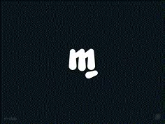 the letter m is written in white on a black background