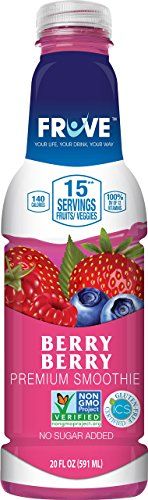 berry berry smoothie with blueberries and raspberries on the bottom, in a bottle