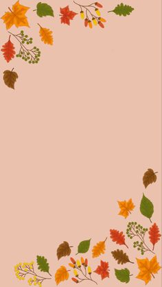 an image of autumn leaves on a pink background