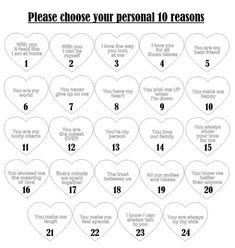 a heart shaped calendar with the words please choose your personal 10 reasons