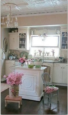 the kitchen is clean and ready to be used as a dining room or family room