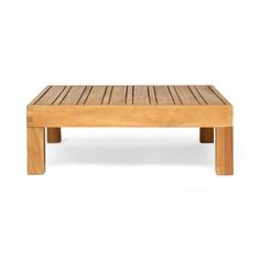 a wooden coffee table on a white background