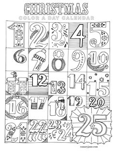 a coloring page with numbers and symbols for children's birthdays to color in