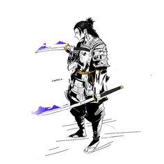 Desenho feito por - Instagram: @m4tte.u Samurai Stance, Dragon Samurai, Samurai Style, Samurai Illustration, Jujutsu Kaizen, Autodesk Sketchbook, Samurai Swords, Samurai Warrior