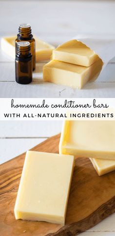 homemade soap bars with all natural ingredients on a cutting board