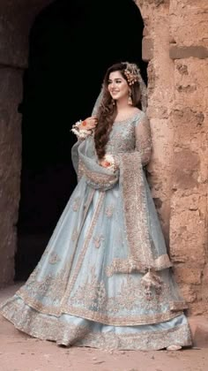 Pakistani Engagement Dresses, Walima Dresses Pakistani, Blue Frock, Pakistani Bridal Dress, Walima Dress, Asian Bridal Dresses, Partywear Dresses