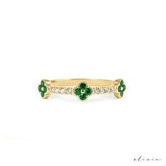 "Elevate your style with our Gold Clover Motif Ring featuring three charming clovers set with vibrant emeralds. The spaces between each motif are adorned with pave-set diamonds, adding a touch of sparkle to this elegant piece. Crafted in solid gold, this ring embodies sophistication and symbolism. Perfect for adding a hint of luck and luxury to any occasion, it makes for a meaningful and timeless addition to your jewelry collection. F E A T U R E S 💎 D I A M O N D Carat: 0.14 Quality: VS1 Color: F-G Cut: Round 💠 G E M S T O N E Type: Emerald Carat: 0.28 Cut: Round 🌟 M A T E R I A L Gold: Available in 14K and 18K Options Color: Choices of White, Rose, or Yellow 🎁 Extra Touch: As a testament to our dedication to exceptional customer service, each purchase is accompanied by a complimentar Emerald Gold Ring, Gold Rings For Women, Gold Band Wedding Ring, Dainty Diamond Ring, Wedding Ring Diamond Band, May Birthstone Rings, Clover Jewelry, Dainty Gold Rings, Ring Wedding Band