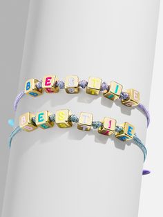 Treat yourself to bracelets so cute, they're friendship goals. The Kids' Bestie Friendship Bracelet set is a pack of two matching bracelets, each decorated with colorful "Bestie" charms. Give one to your little one and the other to their favorite friend to celebrate a bond like no other (and a fun pop of fashionable color). Please note: intended for children 3+. Favorite Friend, Symbolic Jewelry, Summer Necklace, Minnie Ears, Friendship Goals, Custom Phone Cases, Custom Bracelets, Matching Bracelets, Everyday Jewelry